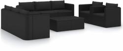 vidaXL Set mobilier de grădină cu perne, 10 piese, negru, poliratan (3059499) - vidaxl