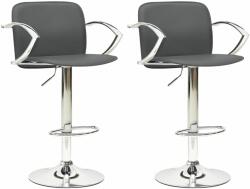 vidaXL Scaune de bar, 2 buc. , gri, piele ecologică (324705)