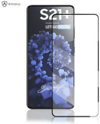 Temp-glass63127494 Samsung Galaxy S21 Plus teljes lefedettséget biztosító karcálló, ütésálló kijelzővédő üvegfólia fekete kerettel, tempered glass, törlőkendővel (Temp-glass63127494)