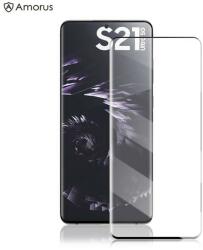 Temp-glass63127463 Samsung Galaxy S21 Ultra 3D-teljes (teljes felület ragasztó) lefedettséget biztosító karcálló, ütésálló kijelzővédő üvegfólia, 9H tempered glass, törlőkendővel (Temp-glass63127463)