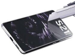 Temp-glass63127442 Samsung Galaxy S21 Ultra teljes lefedettséget biztosító karcálló, ütésálló kijelzővédő üvegfólia UV ragasztóval, UV lámpával , tempered glass, törlőkendővel, fólia Samsung Galaxy S2