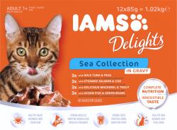 Iams Delights szószos tengeri halas termékcsalád. 12x85G
