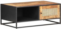 vidaXL Măsuță de cafea, 90x50x35 cm, lemn mango nefinisat & trestie (323143) Masa de cafea