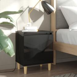 vidaXL Noptiere cu picioare din lemn, 2 buc, negru extralucios, 40x30x50 cm (805830)