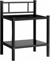 vidaXL Noptieră, gri și negru, 45x34, 5x60, 5 cm, metal și sticlă (325088)