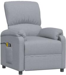 vidaXL Fotoliu de masaj rabatabil electric, gri deschis, textil (3073852)