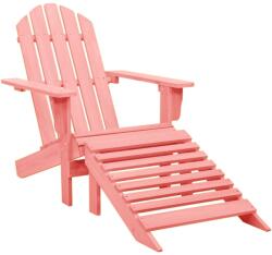 vidaXL Scaun de grădină cu otoman Adirondack, roz, lemn masiv de brad (315867)