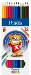 ICO Set de creioane colorate, hexagonal, ICO "Creative Kids", 12 culori diferite (7140144002/7140051001)
