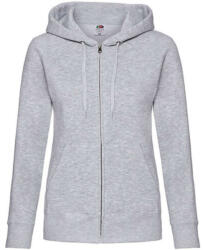 Fruit of the Loom Női Pulóver Kapucnis Hosszú ujjú Fruit of the Loom Premium Hooded Sweat Jacket Lady-Fit - XL (16), Heather szürke