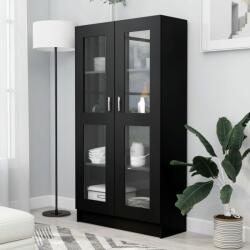 vidaXL Dulap cu vitrină, negru, 82, 5 x 30, 5 x 150 cm, PAL (802760) Biblioteca