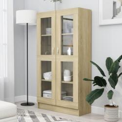 vidaXL Dulap cu vitrină, stejar Sonoma, 82, 5 x 30, 5 x 150 cm, PAL (802762) Biblioteca