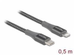 Delock Cablu de date si incarcare USB Type-C la Lightning MFI Gri 0.5m, Delock 86630 (86630)