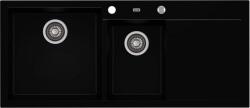 AXIS KITCHEN A-POINT 180 kétmedencés csepegtetőtálcás gránit mosogató automata dugóemelő, szifonnal, fekete, balos, beépíthető (AX-1508)
