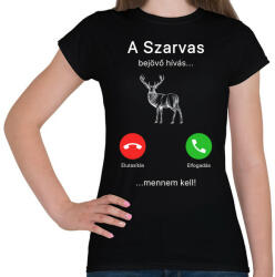 printfashion A szarvas hív - Női póló - Fekete (5346818)