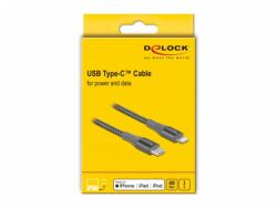 Delock Cablu de date si incarcare USB Type-C la Lightning MFI Gri 2m, Delock 86632 (86632)