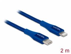 Delock Cablu de date si incarcare USB Type-C la Lightning MFI Blue 2m, Delock 85417 (85417)