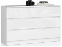 AKORD Komód - Akord Furniture K120-6 - magasfényű fehér