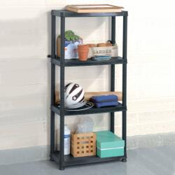 vidaXL Raft de depozitare cu 4 polițe, negru, 61x30, 5x130 cm, plastic (147683) Raft