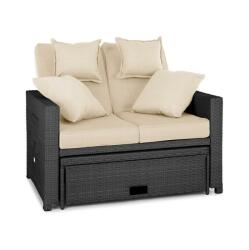 Blumfeldt Komfortzone, rattan kerti kanapé, kétszemélyes kanapé, polirattan, fekvő, fekete rattan/bézs párnák (GDM8-Komfortzone-GR)