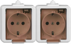 ABEX Smart Alb Priza dubla schuko cu capac transparent IP44, PT (2381)