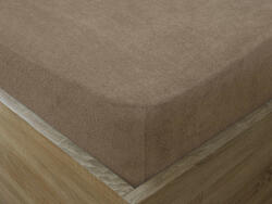 Goldea cearceaf de pat cu elastic din frotir - maro deschis 180 x 200 cm