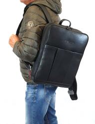 Giorgio Carelli fekete szögletes A/4-es, laptoptartós bőr hátizsák GC338920-002