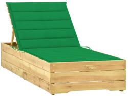 vidaXL Șezlong cu pernă verde, lemn de pin tratat (3065914)
