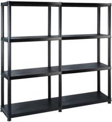 vidaXL Raft de depozitare cu 4 polițe, negru, 122x30, 5x130 cm, plastic (3059851) Raft
