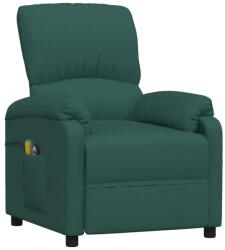 vidaXL Fotoliu de masaj rabatabil electric, verde închis, textil (3073858)