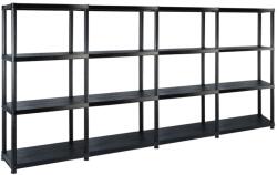 vidaXL Raft de depozitare cu 4 polițe, negru, 244x30, 5x130 cm, plastic (3059859) Raft