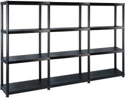 vidaXL Raft de depozitare cu 4 polițe, negru, 183x30, 5x130 cm, plastic (3059855) Raft