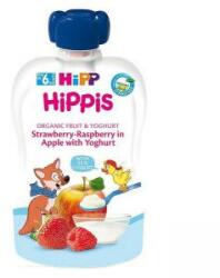 HiPP Mic dejun cu fructe bio din mere, căpșuni, zmeură și iaurt HIPP, 6+ luni, 100ml (43.00097)