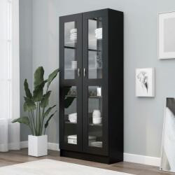 vidaXL Dulap cu vitrină, negru, 82, 5 x 30, 5 x 185, 5 cm, PAL (802769) Biblioteca