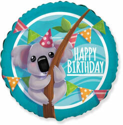 Flexmetal Fólia lufi, 18"/45cm, gömb, Happy Birthday, Koala