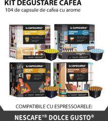 La Capsuleria Kit degustare cafea cu arome, 96 de capsule compatibile Nescafe Dolce Gusto, La Capsuleria (KITARM96)