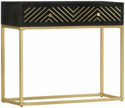 vidaXL Masă consolă, negru și auriu, 90x30x75 cm, lemn masiv de mango (286518) Comoda