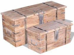 vidaXL Set cufere de depozitare, 2 buc. , lemn de acacia (244054)