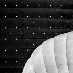 Takoy Steppelt ortalion anyag vízálló réteggel a hátoldalán fehér 4mm pöttyök fekete alapon