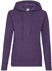 Fruit of the Loom Női Pulóver Kapucnis Hosszú ujjú Fruit of the Loom Classic Hooded Sweat Lady-Fit - XS, Lila