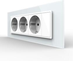 LIVOLO Priza tripla cu blank Livolo cu rama din sticla 6/7 module - standard Italian