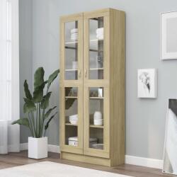 vidaXL Dulap cu vitrină, stejar Sonoma, 82, 5 x 30, 5 x 185, 5 cm, PAL (802771) Biblioteca