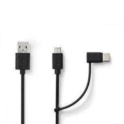 Nedis USB szinkronizáló és töltőkábel - USB - micro USB / USB-C - 1, 0 m - Fekete (CCGB60610BK10)