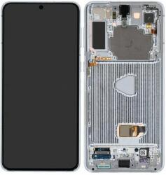 Samsung Galaxy S21 Plus G996B - LCD Kijelző + Érintőüveg + Keret (Phantom Silver) - GH82-24554C, GH82-27268C, GH82-24553C Genuine Service Pack, Phantom Silver
