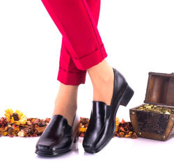  Oferta marimea 36 - Pantofi dama, casual, negri din piele naturala, foarte comozi, toc 3cm - LNA44NP