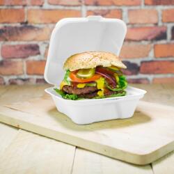 Vegware Lebomló elviteles doboz, cukornád, 15 cm, hamburgeres | 50 db/csomag