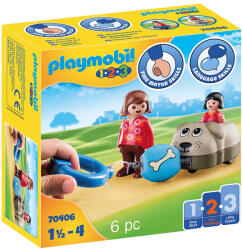 Playmobil 1.2.3 Mama Si Fetita Cu Masinuta Catel (70406)