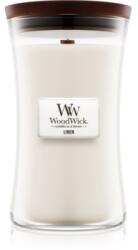 WoodWick Linen lumânare parfumată cu fitil din lemn 609.5 g