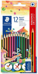 STAEDTLER Creioane colorate hexagonele 12 culori/set, creion grafit si radiera STAEDTLER Noris Colour