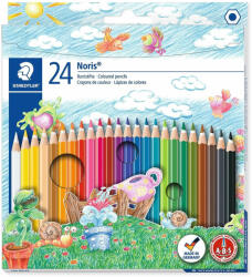 STAEDTLER Creioane colorate, hexagonale, cu radiera la capat, 24 culori/set STAEDTLER Noris Erasable