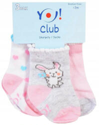 Yo! Baby pamut zokni 3db-os 3-6 hó - rózsaszín mintás - babyshopkaposvar